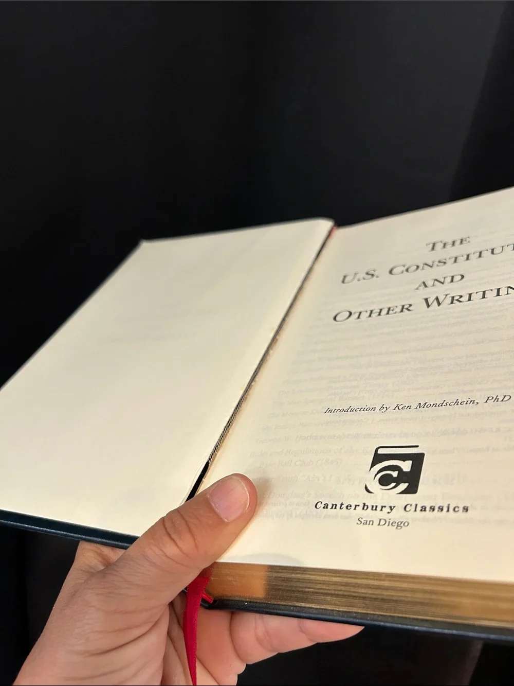 The U.S. Constitution and Other Writings Hardcover Book preowned